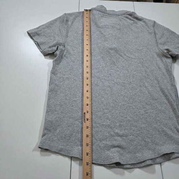 Abercrombie & Fitch T Shirt Mens M Gray Polo Distressed Muscle SS Button Preppy - Picture 6 of 14